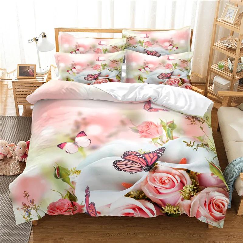 Flowers Bedding Set Duvet Cover Set 3d Bedding Digital Printing Bed Linen Queen Size Bedding Set Fashion Design