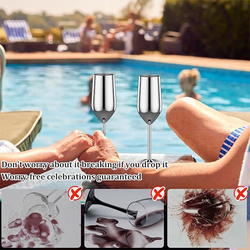 6 шт. бокалов для вина из нержавеющей стали, небьющиеся металлические коктейльные бокалы объемом 220 мл для употребления коктейлей и вина в баре.