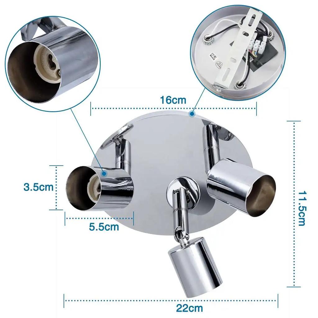 3-х сторонний вращающийся потолочный светильник GU10 Base потолочный точечный светильник современный широкий гостиная кухня спальня лампы AC100-220V