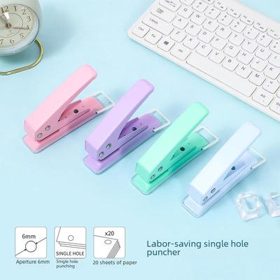 Дырокол для бумаги Macaron Color A4, 6 мм, одно отверстие, ручной переплет