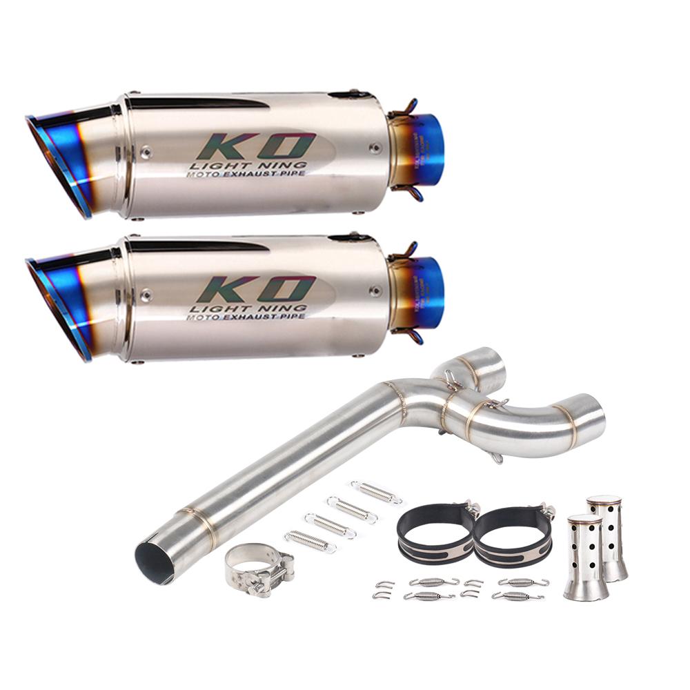 51MM Motorcycle Exhaust Escape System Middle Link Pipe Muffler With DB Killer Stainless Steel For YAMAHA FZ6 FZ6N FZ6S 2004-2011
