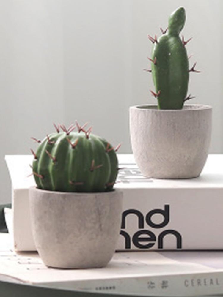 1 Pc Cactus Pot Bonsai Plant Living Room Home Decoration Fake Flower Artificial Plants Plastic Cactus Ball Desktop Decorations