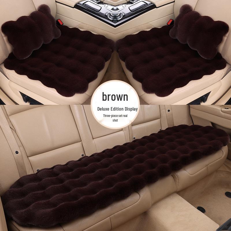 Зимний флисовый плюшевый чехол на сиденье автомобиля из кроличьего меха, комплект из 3 предметов