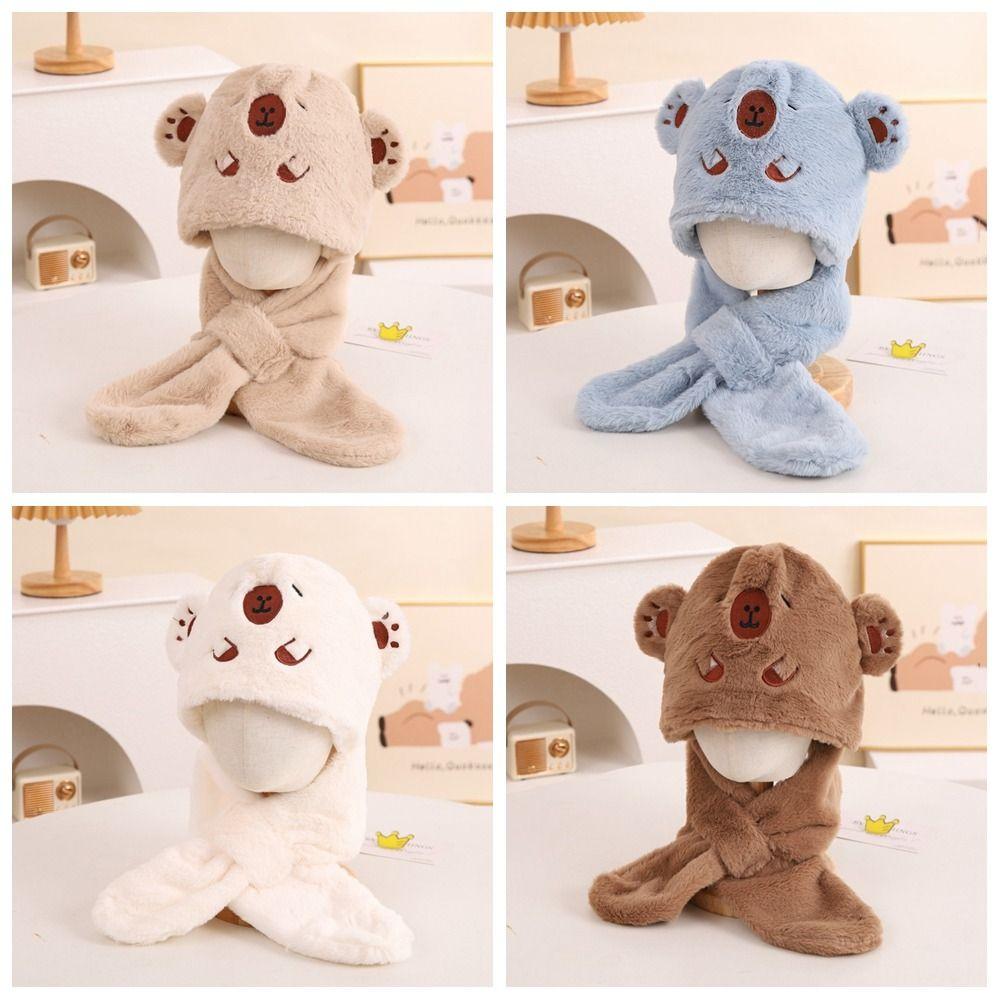 Коралловый флис Капибара пушистая шапка повседневная детская зимняя шапка детский комплект шапка шарф протектор для ушей