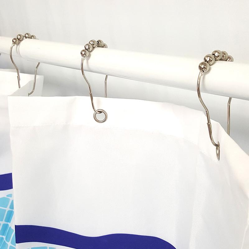 12PCS Bathroom Accessories Five Beads Gourd Shaped Hook Metal Anti Rust Shower Curtain Hooks
