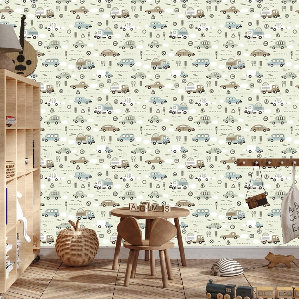 Cars and animals wallpaper for living room and bedroom 50x1000