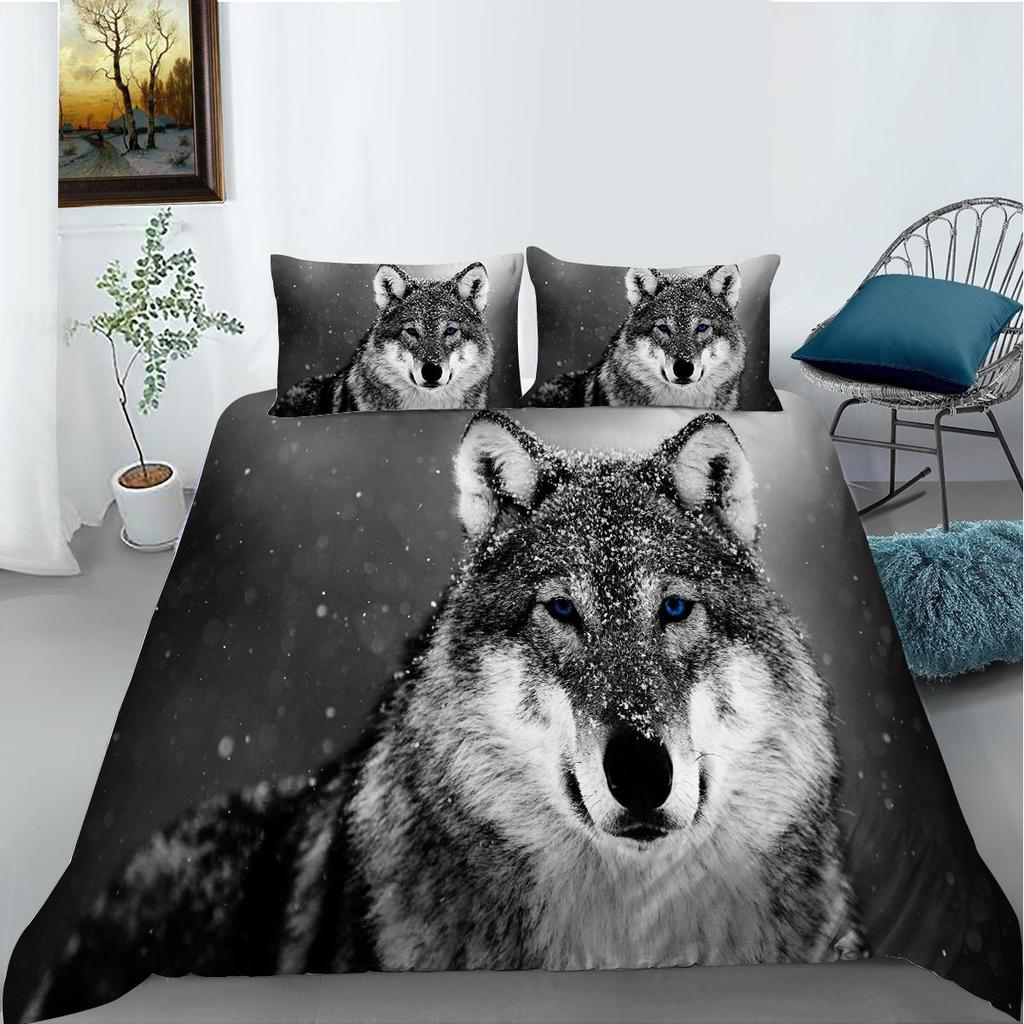3D Printed Animal Bedding Set Wolf Pattern Down Duvet Cover Pillowcase 2/3pcAU/EU/DE All Sizes Men's and Boys' Cover