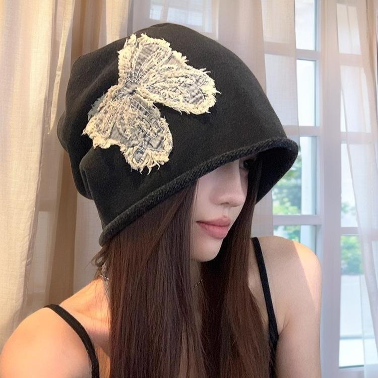 Internet celebrity padded hat for women, spring and autumn butterfly big-head apron, postpartum cotton postpartum cap, versatile face-flattering smal