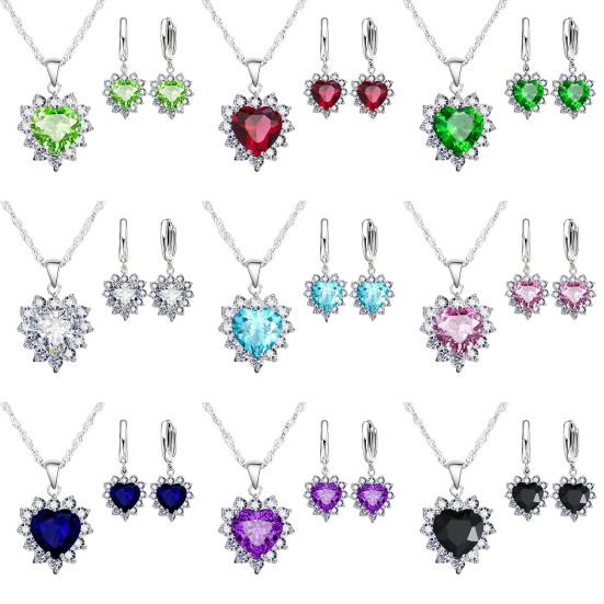 1 Set Exquisite Heart Shape Women Necklace Stylish Modern Style Alloy Dangle Earring for Girls