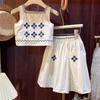 Комплект из корейской юбки и жилета с вышивкой в лесном стиле для девочек весна/лето