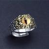 925 Silver Ring Python Eye Snake Eye Demon Eye Ring Opening Adjustable Ring Personality Retro Handmade Ring