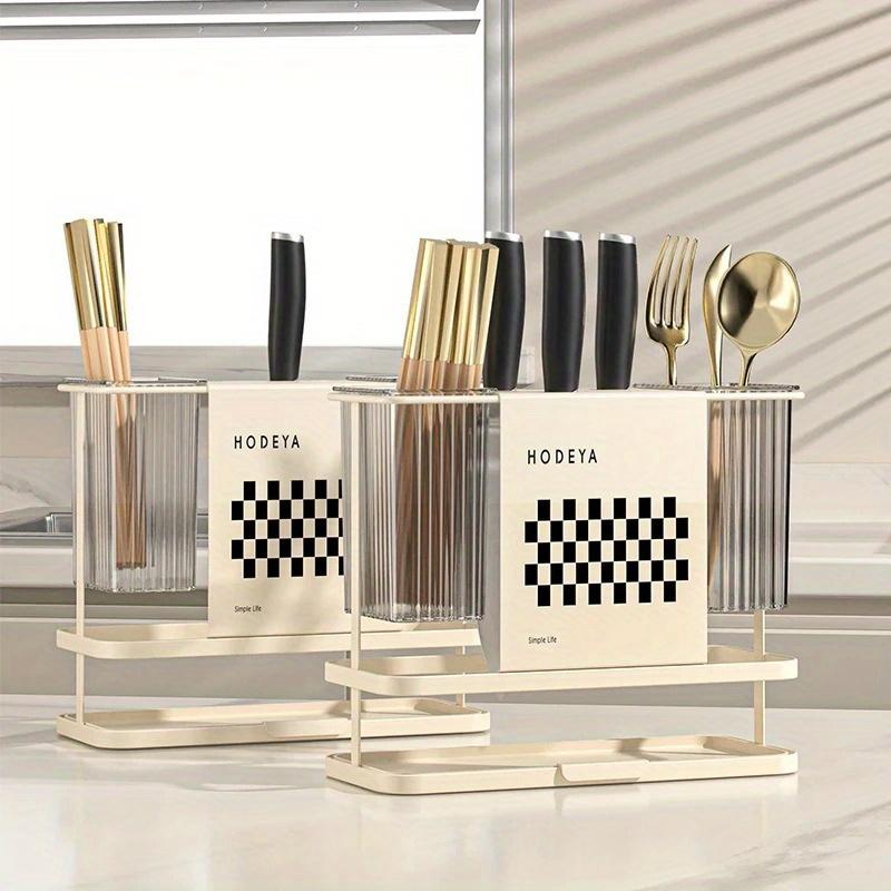 1 шт. Многофункциональная кухонная полка для хранения, где можно равномерно хранить палочки для еды, ножи, вилки и ложки