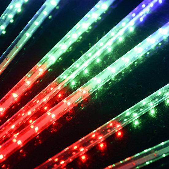 Светодиодный метеорный дождь, 8 лампочек, бусины, 144 солнечных батарей, уличный декор рождественской елки