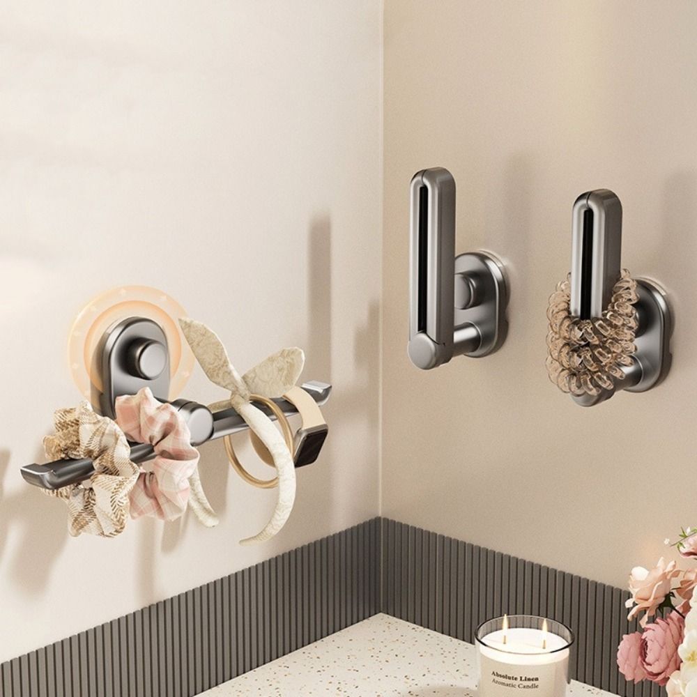 2 Pieces Wall Mounted Suction Cup Hair Tie Storage Rack Scrunchies Storage Rack for Bathroom