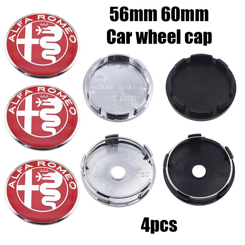 NWHCY1 4pcs 56mm 60mm alfa romeo 3D Car emblem Wheel Center Hub auto Rim refit dust-proof badge covers cap styling accessories