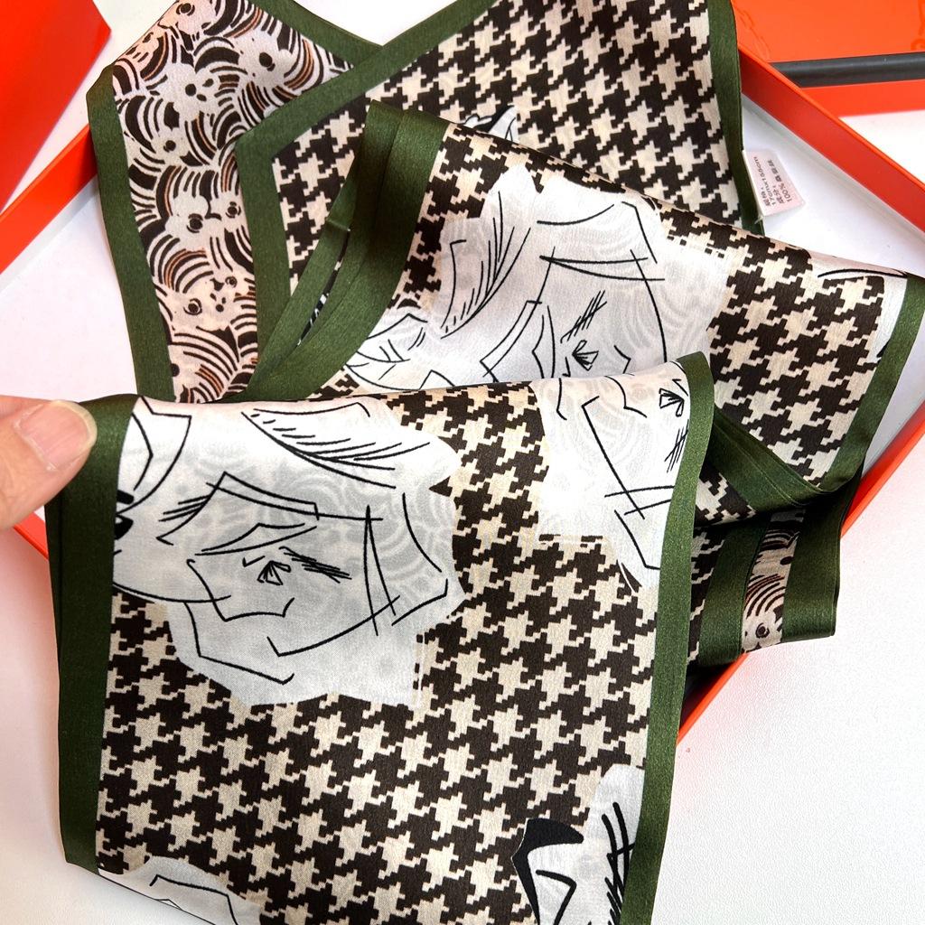 Suhang Silk Mulberry Silk Silk Scarf Oil Painting Double-Layer Double-Sided Silk Scarf Small Long Scarf Streamer