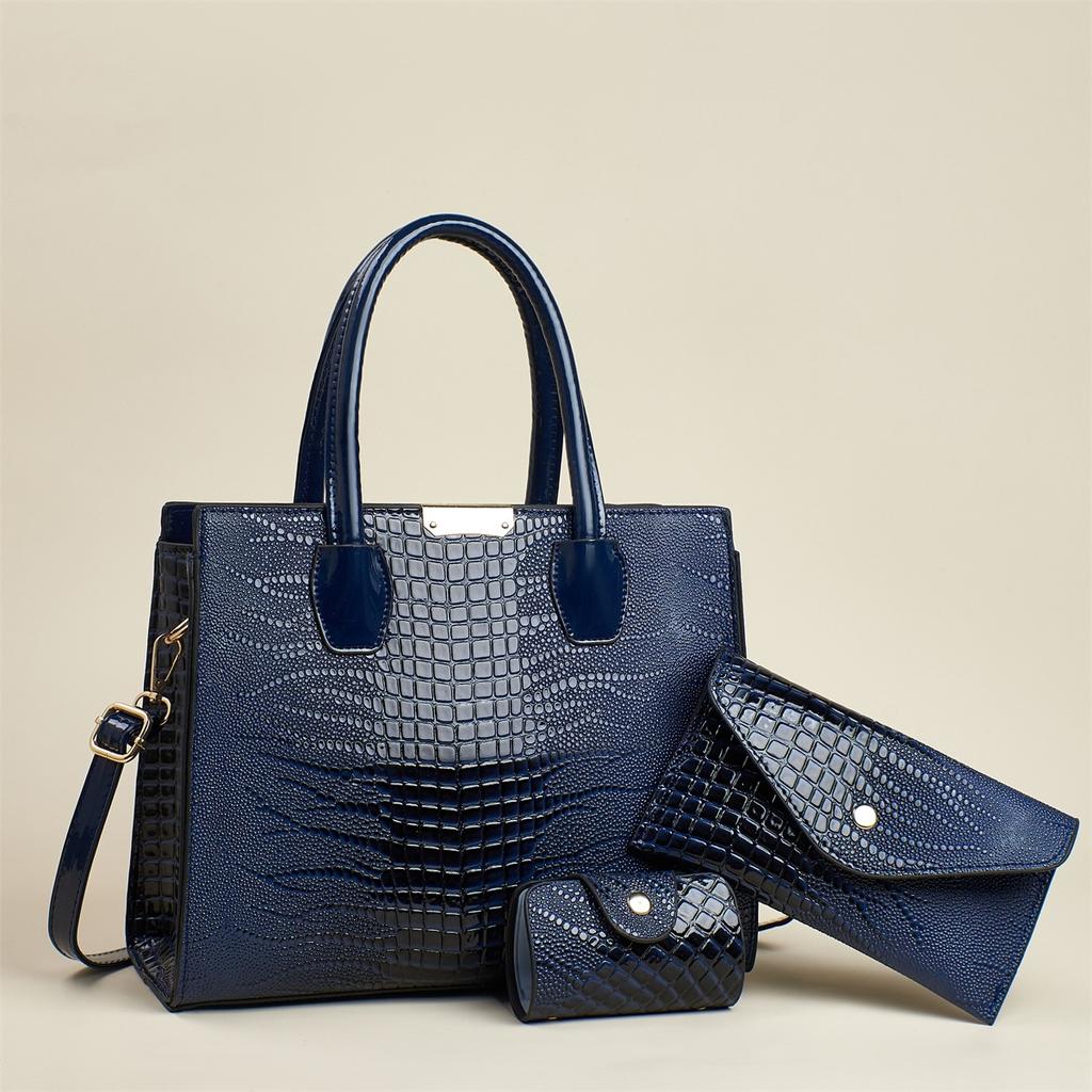 Новая модная сумка для поездок на работу из трех частей, сумка через плечо, женская сумка с принтом ящерицы, модная женская сумка