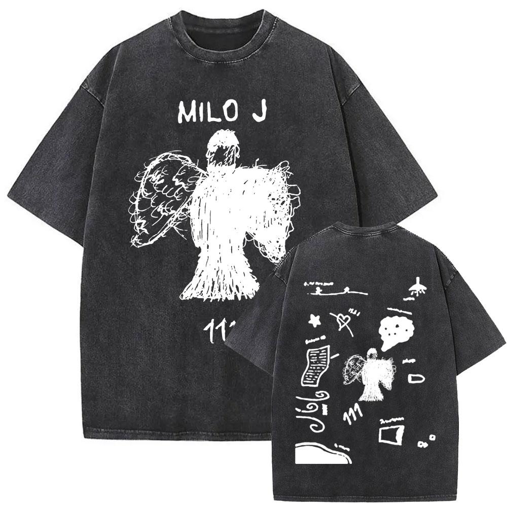 Washed Vintage Rapper Milo J La Vida Era Mas Corta Album Graphic Tshirt Men Women Hip Hop Fashion Pop Music T Shirts Streetwear