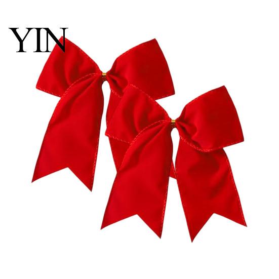 Holiday Wreath Decorations 2Pcs Christmas Tree Bow Decors, Velvet Fabric Hanging Ornament Indoor Supplies for Home, Festive Garland Wedding