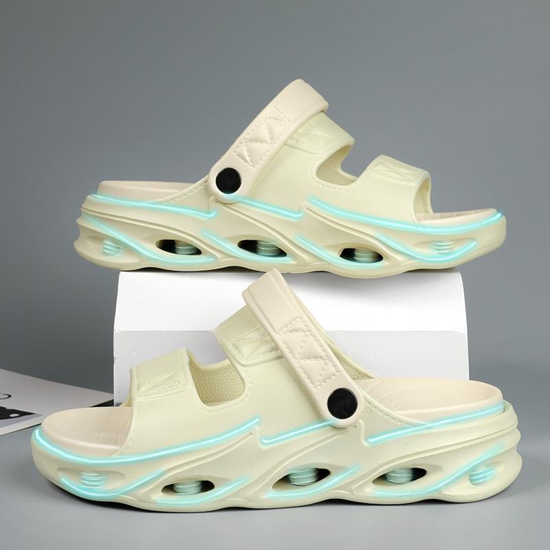 Мода 2025 Новые мужские массажные тапочки Домашние уличные сандалии Пляжные удобные мягкие шлепанцы Клоги Повседневная обувь Мужчины Женщины Домашние тапочки