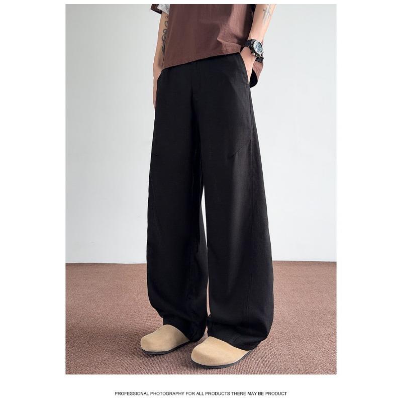 Men S Summer Loose Straight Wide Leg Curved Thin Casual Pants