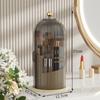 360-degree Rotating Makeup Organizer Box  Luxury Birdcage Style Cosmetic Storage with Transparent Cover and Dust-proof Design