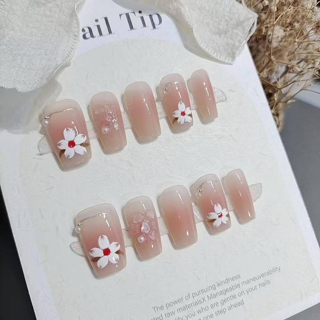 10-Piece Magnolia Blossom Blush False Nails Set