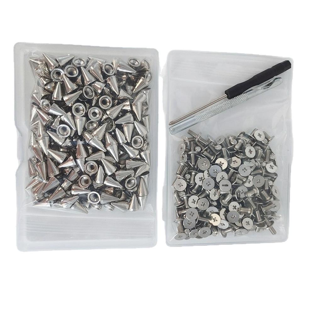 200-Piece 7x9.5mm Metal Alloy Cone Studs, Bullet Head Decorative Screws, Punk Rivets for DIY Clothing