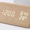 Creative triangle temperature and humidity LED wooden clock desktop silent voice-activated electronic clock multi-function digital alarm clock