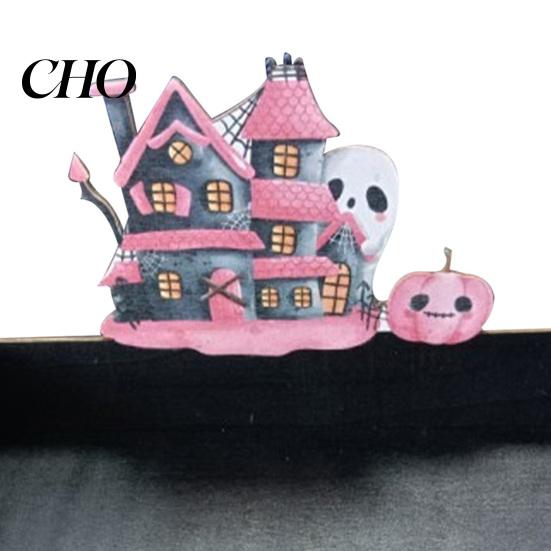 Holiday Home Decoration Halloween Witch Decorative Wood Serving Tray with Handle, Ghost Pumpkin Castle Table Decor Trick or Treat Dessert for