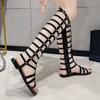Roman Bandage Sandals Women Fashion Peep Toe Knee High Boots Ladies Retro Sandal 2025 New Summer Gladiator Shoes