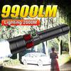 9900LM Rechargeable LED Flashlights White Laser Lamp Beads 2000m Super Bright Flashlight Powerful Lantern Camping Torch