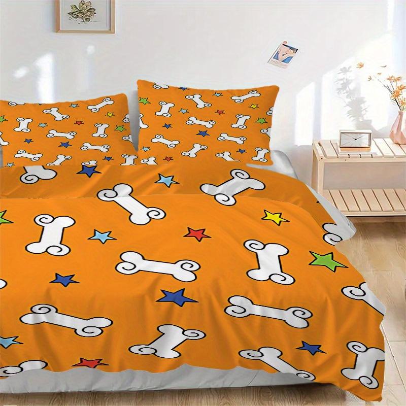 3pcs set Dog Bone Stars 1 Quilt Cover + 2 Pillowcases, All Seasons Bedroom Setting, Perfect for Home and Dorm Decor a193