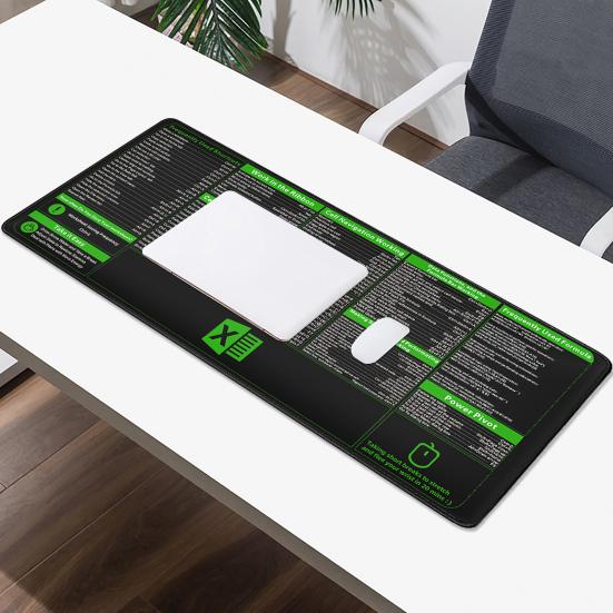 Коврик для мыши Большой коврик Износостойкий Шпаргалка Excel Настольный Гладкая поверхность Нескользящая основа