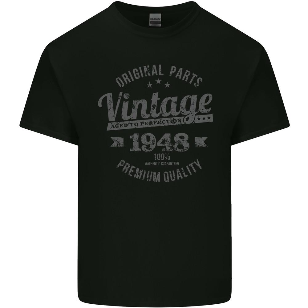 Vintage Year 77th Birthday 1948 Mens Light Cotton T-Shirt Black Unisex T-Shirt