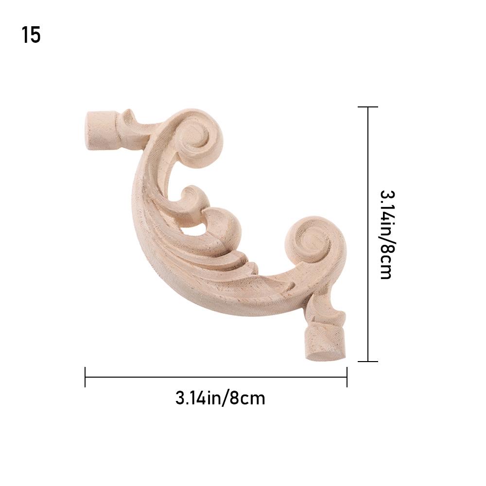 Oak Door Decor Crafts Corner Applique Onlay Decal Carved Wave Flower Decorative Wood Appliques
