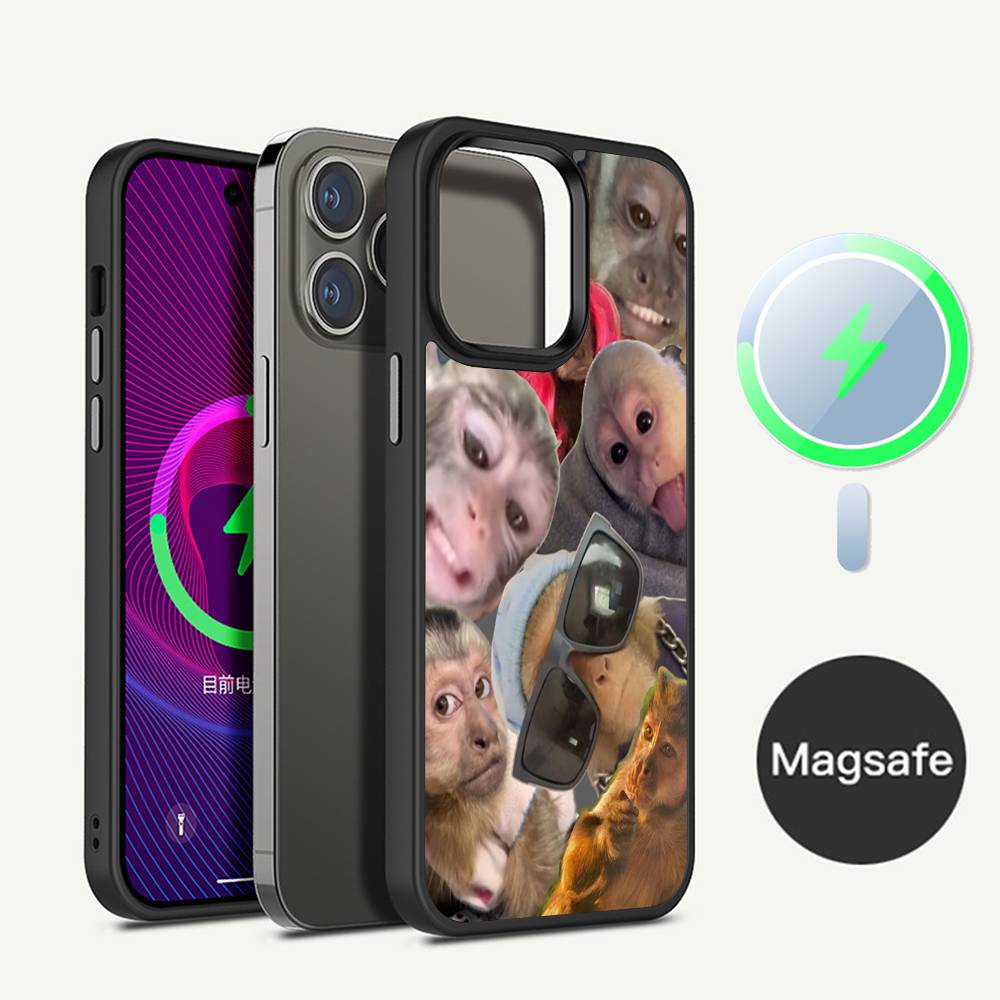 Забавный Обезьяна Милый МЕМ Чехол для Телефона Магнитный Чехол Для IPhone 16 14 13 12 11 15 Pro Max Plus Для Magsafe Беспроводная Зарядка Чехол