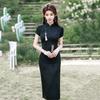 Pink Modern Chinese-Inspired Qipao Dress Women Short Sleeve Stand Collar Floral Jacquard Wearable Petite Girls