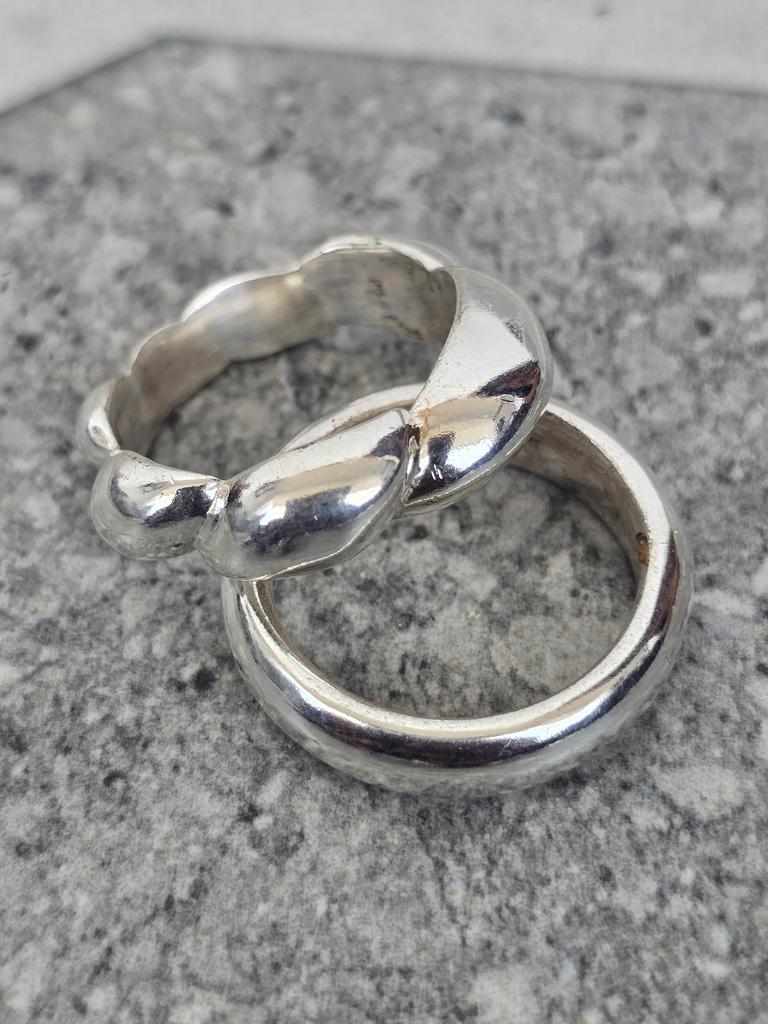 Twisted Dome 2 Set Dome Ring, 925 Sterling Silver, Minimalist Ring, Designer Unique Style Ring, Handmade Ring Chunky Wide Band Ring Jewelry