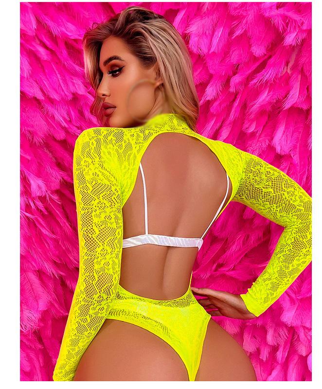 Сексуальное нижнее белье с открытой спиной, купальник с длинными рукавами, бикини, жаккардовое нижнее белье, пижамы, прозрачный прозрачный комбинезон для пляжной вечеринки