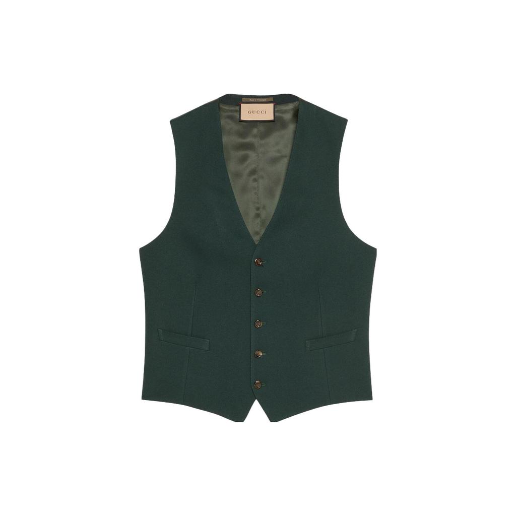 GUCCI Vests Men's Dark Green V-neck Moderate Business Suit 673191-Z798C-3149