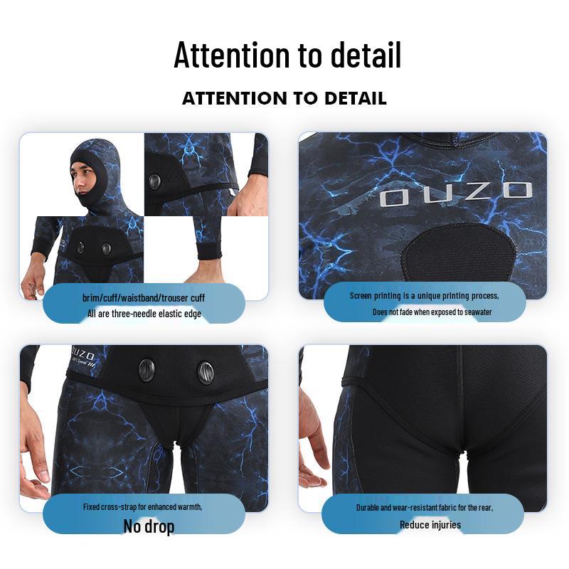 Men's 3mm Quick-Dry Hunting & Surfing Suit - Two-Piece Cold-Proof Sunscreen Freediving Suit