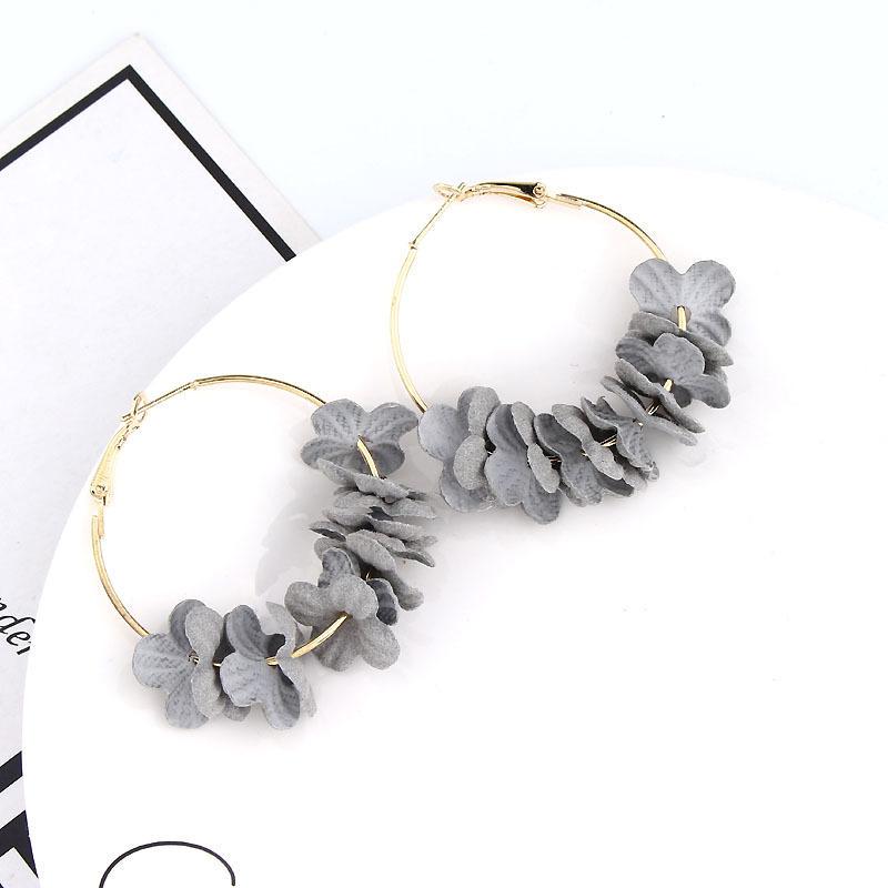 Korean Version Of The Popular Personality Temperament Jewelry Wild Net Red Cloth Flower Long Earrings Statement Earrings