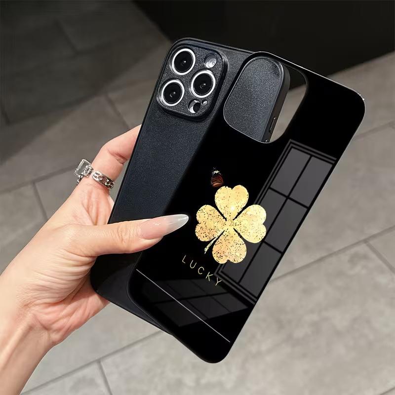 Прозрачный чехол-бампер с рисунком четырехлистника и яблока для iPhone 17 Pro Max, iPhone 16, премиальный защитный чехол