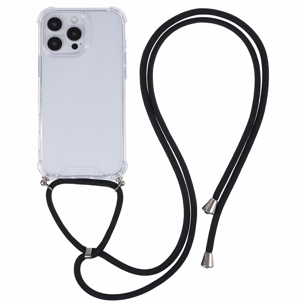 Для iPhone 16 Pro Чехол Усиленные 4 угла Акрил+ТПУ Чехол для телефона с регулируемым шнурком