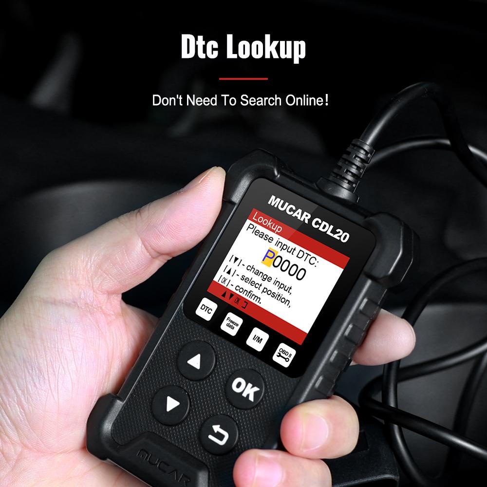 MUCAR CDL20 OBD2 Автомобильные диагностические инструменты Бесплатный считыватель кодов OBD 2 Сброс индикатора «Check Engine» Тест на выбросы Автосканер
