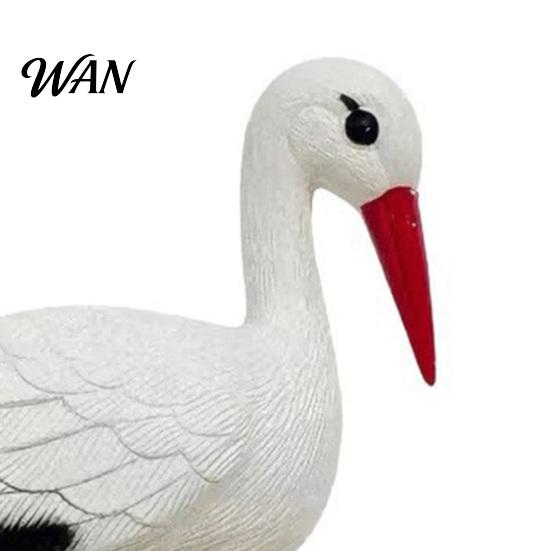 Lightweight Bird Sculpture Garden White Statue 23.6" Long Leg Standing Anti-fade Outdoor Decor Decorative Resin Ornament for Pond Yard Lawn