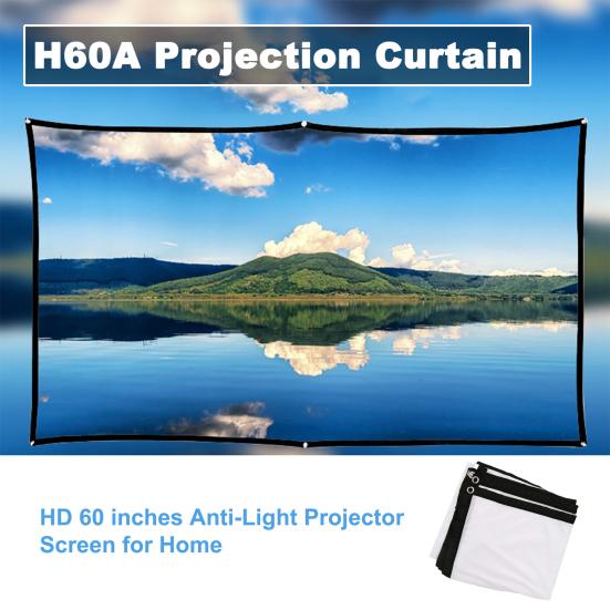 H60A Projection Curtain 16:9 High Clarity 60 Inches Anti-Light Projector Screen for Home