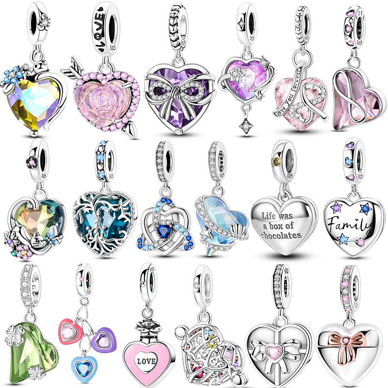 Сладкие медные сердечки, циркониевые шармы-подвески, бусины, подходят для оригинального браслета для женщин, ожерелья, изысканные ювелирные изделия, подарок своими руками
