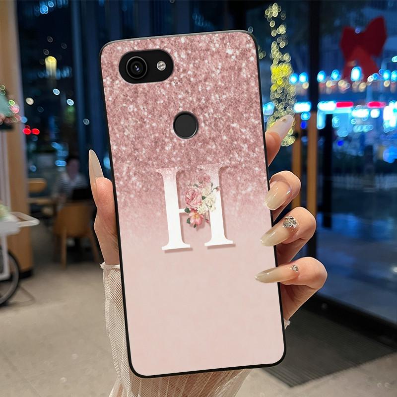 Shiny Starry Sky A-Z Letter Phone Case For Google Pixel 3a Soft Silicone Black Case For Google Pixel 3a XL Anti-scratch Casing
